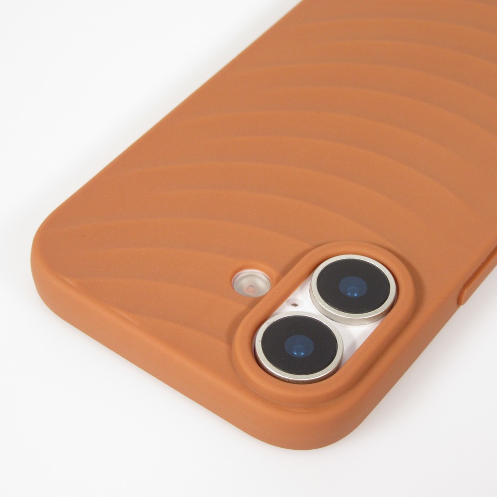 Coque iPhone 17 - Relief ondulé en silicone souple style original et minimaliste - Terracotta
