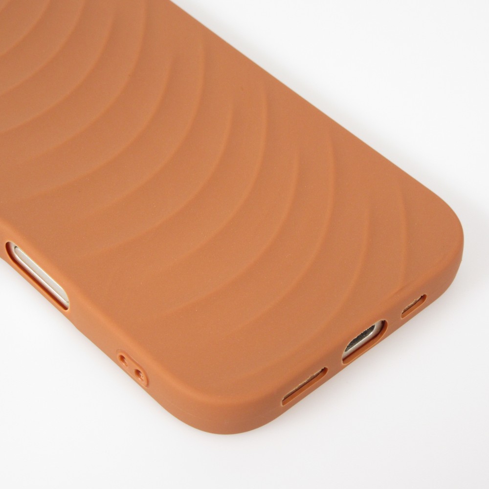 Coque iPhone 17 - Relief ondulé en silicone souple style original et minimaliste - Terracotta