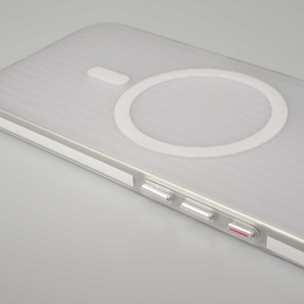 Coque iPhone 17 - Transparent MagSafe design ray&eacute; avec finitions lat&eacute;rales - Blanc
