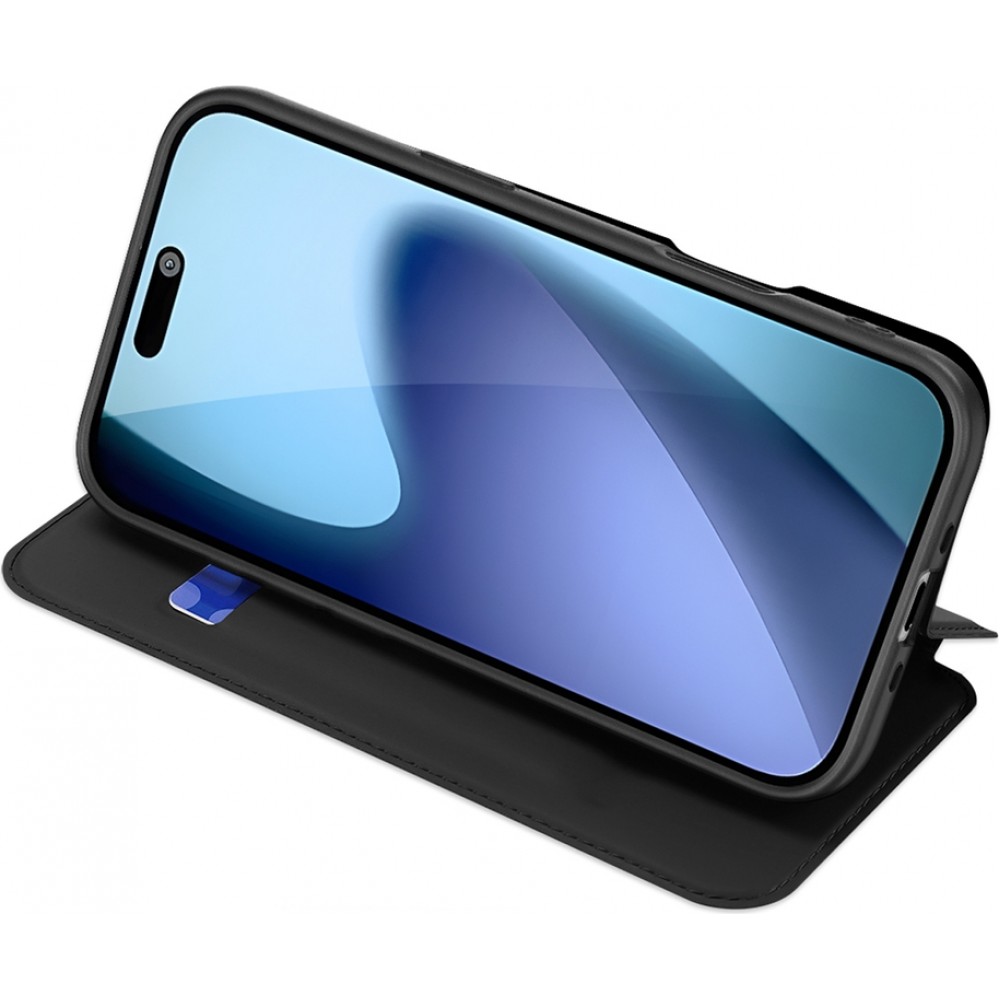 Coque iPhone Air - Dux Ducis Skin Pro avec rabat et emplacement pour cartes en cuir synth&eacute;tique PU et TPU flexible - Noir