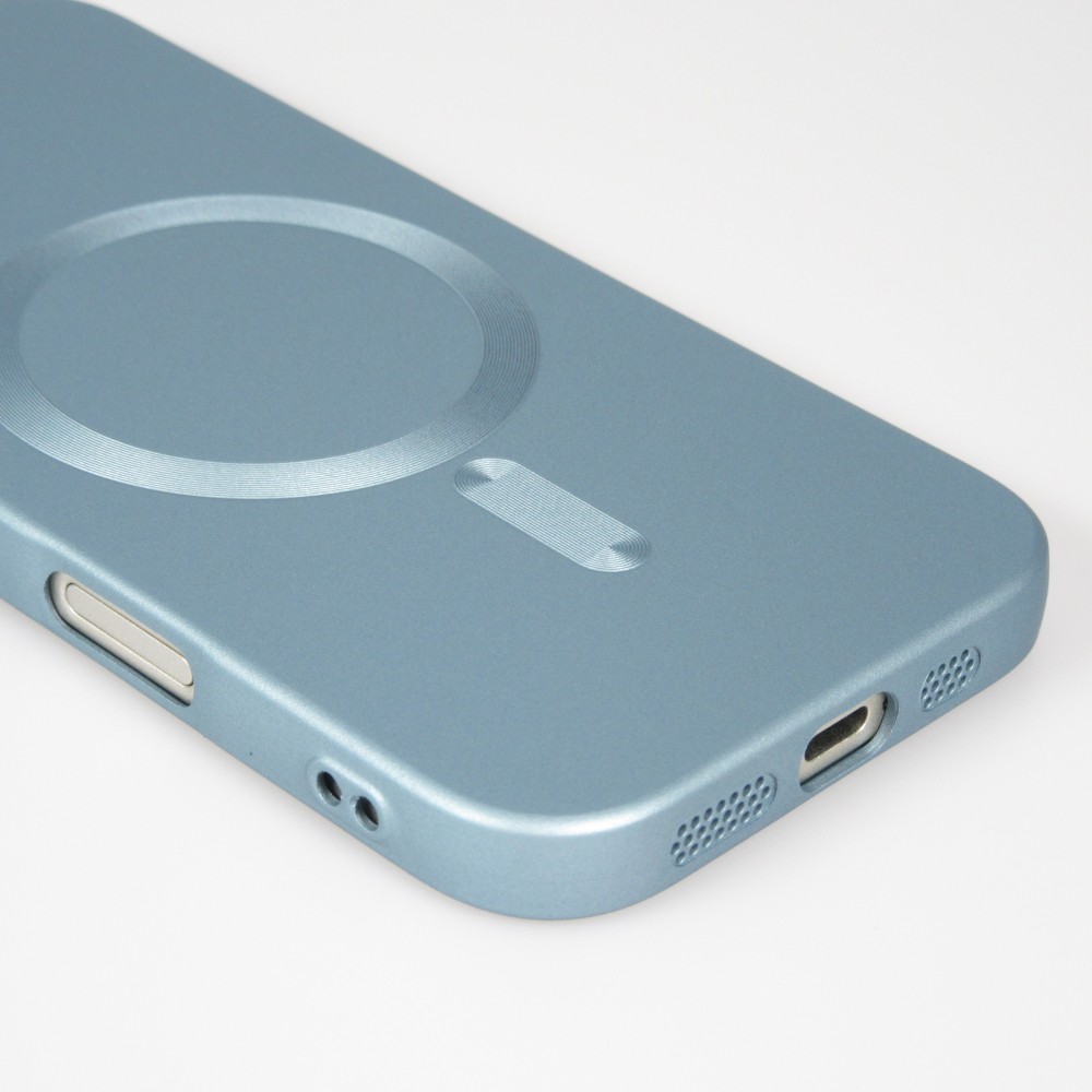 Coque iPhone Air - Gel souple avec vitre de protection caméra MagSafe - Bleu