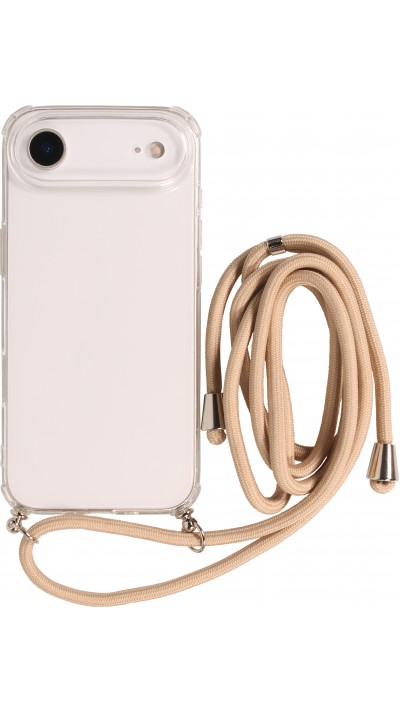 Coque iPhone Air - Gel transparent avec lacet beige