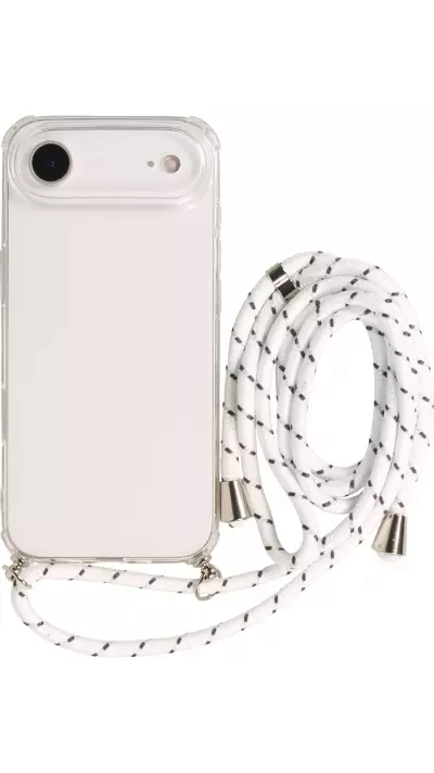 Hülle iPhone Air - Gummi transparent mit Seil - Weiss gefleckt