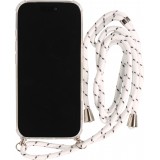 Coque iPhone Air - Gel transparent avec lacet - Blanc tacheté