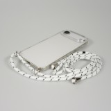 Coque iPhone Air - Gel transparent avec lacet - Blanc tacheté