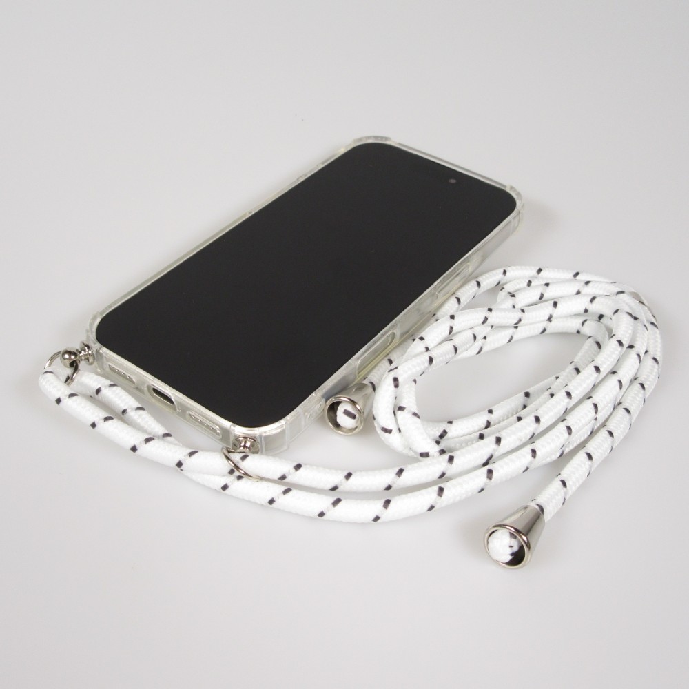 Coque iPhone Air - Gel transparent avec lacet - Blanc tacheté