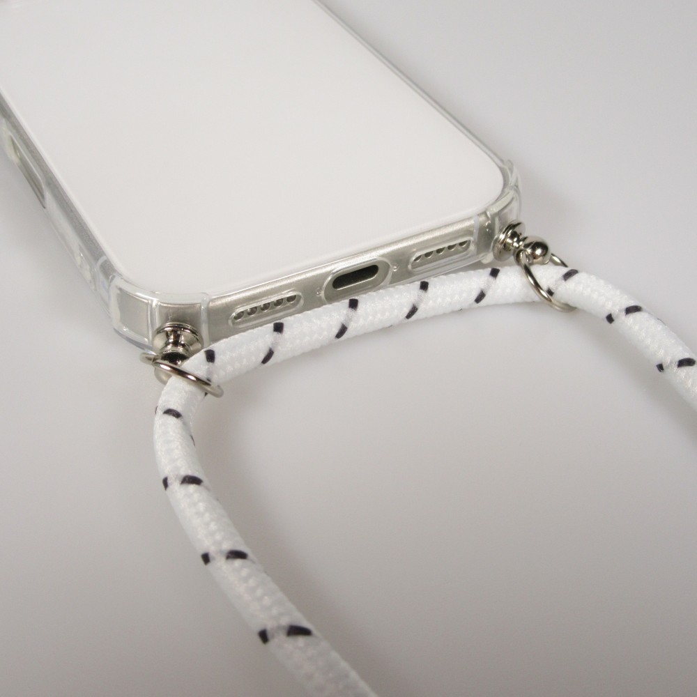Coque iPhone Air - Gel transparent avec lacet - Blanc tacheté