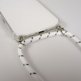 Coque iPhone Air - Gel transparent avec lacet - Blanc tacheté