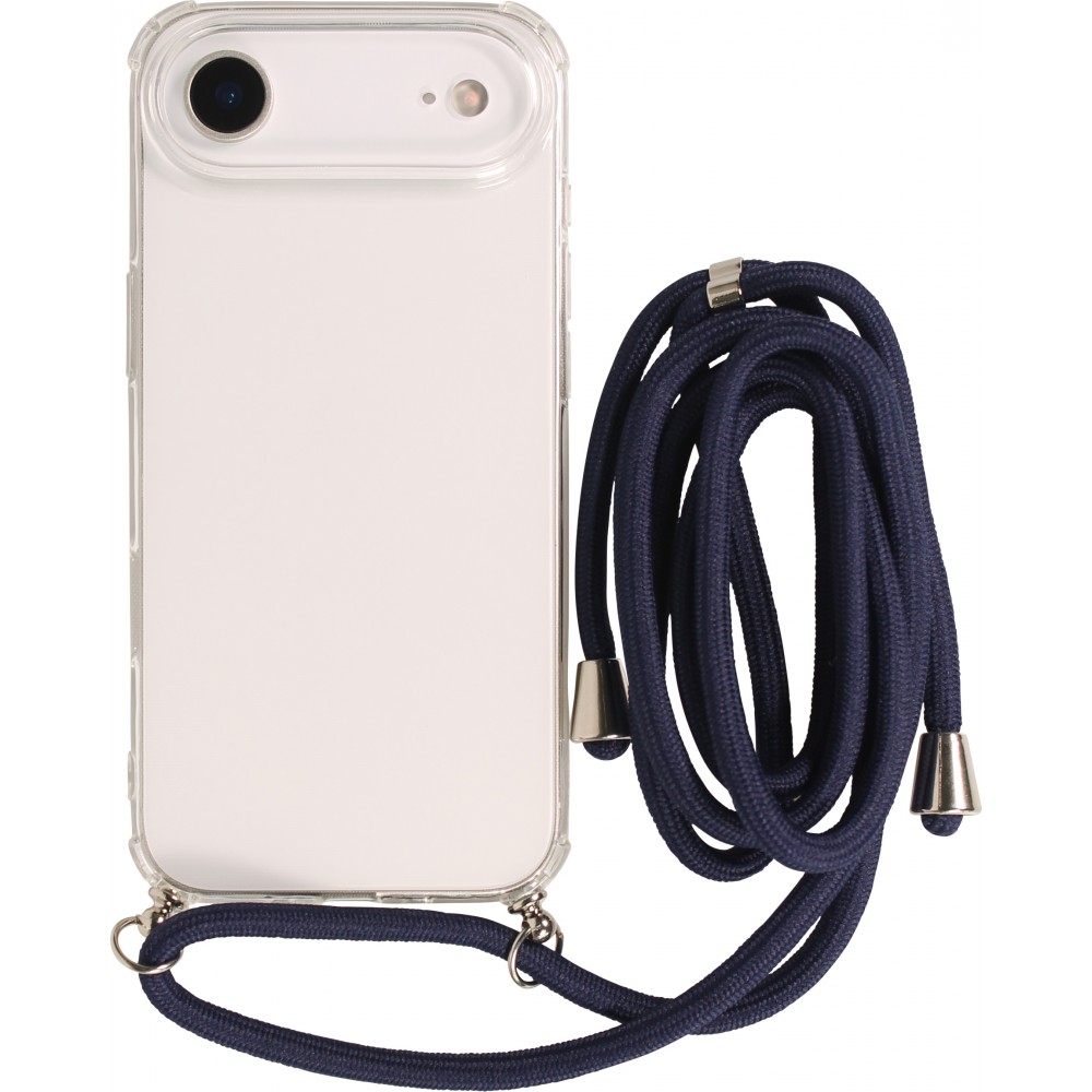 Coque iPhone Air - Gel transparent avec lacet - Bleu