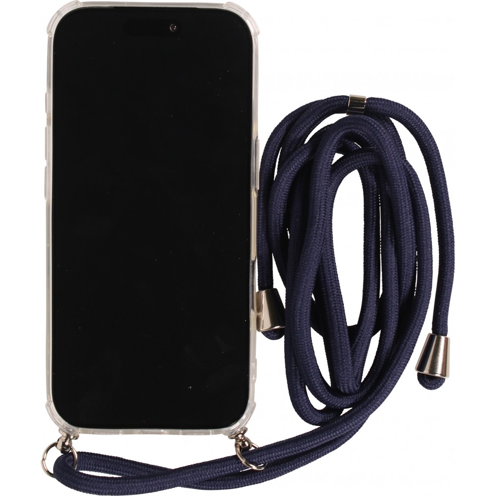 Coque iPhone Air - Gel transparent avec lacet - Bleu