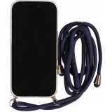 Coque iPhone Air - Gel transparent avec lacet - Bleu
