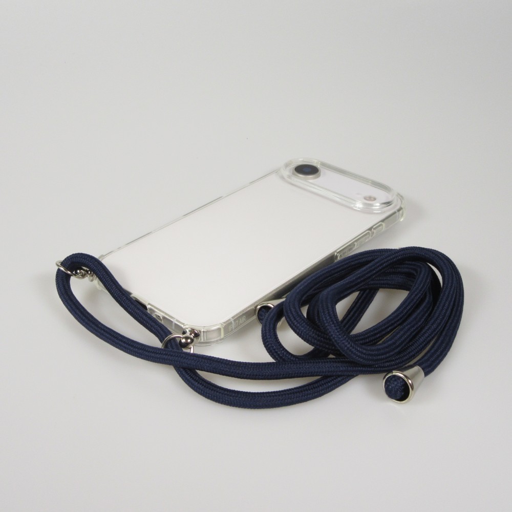 Coque iPhone Air - Gel transparent avec lacet - Bleu