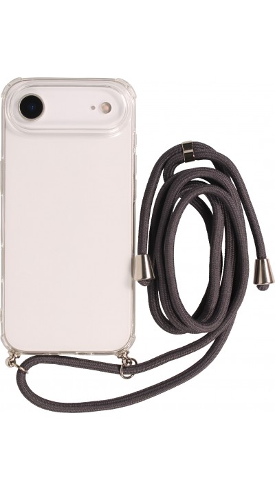 Coque iPhone Air - Gel transparent avec lacet - Gris