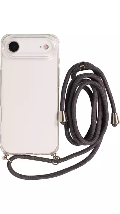 Hülle iPhone Air - Gummi transparent mit Seil - Grau