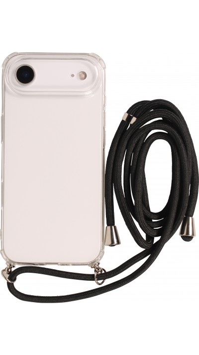 Coque iPhone Air - Gel transparent avec lacet - Noir