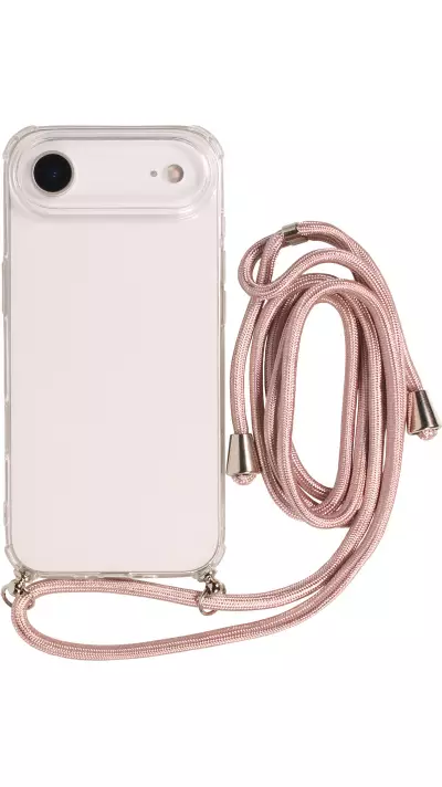 Hülle iPhone Air - Gummi transparent mit Seil rosa - Gold