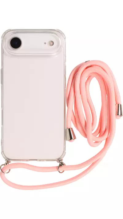 Hülle iPhone Air - Gummi transparent mit Seil - Rosa