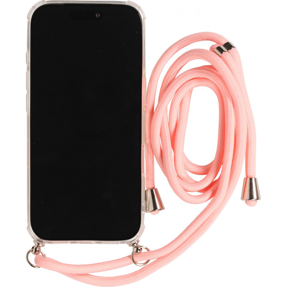 Coque iPhone Air - Gel transparent avec lacet - Rose
