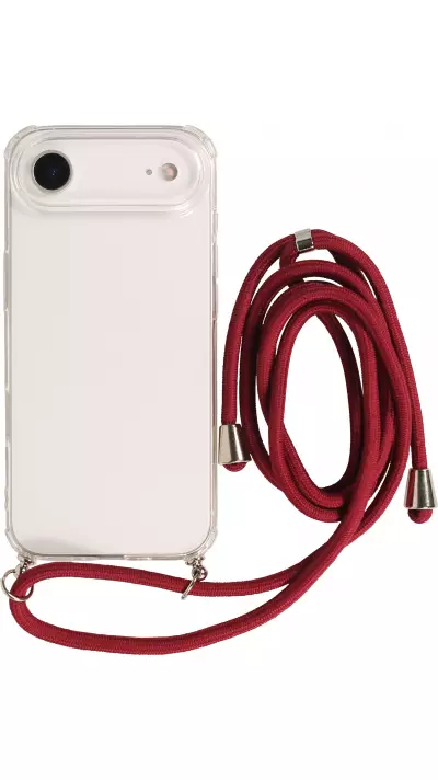 Hülle iPhone Air - Gummi transparent mit Seil - Rot