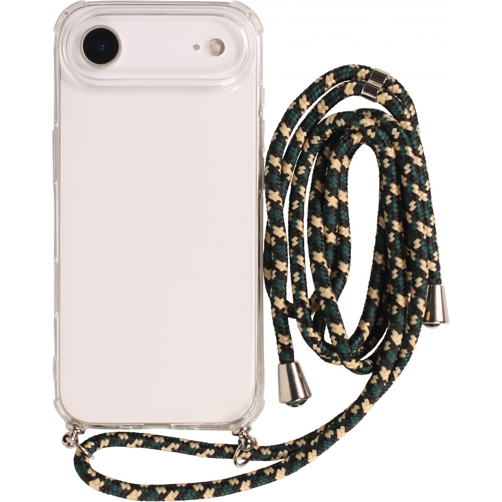 Coque iPhone Air - Gel transparent bumper avec lacet - Vert / or