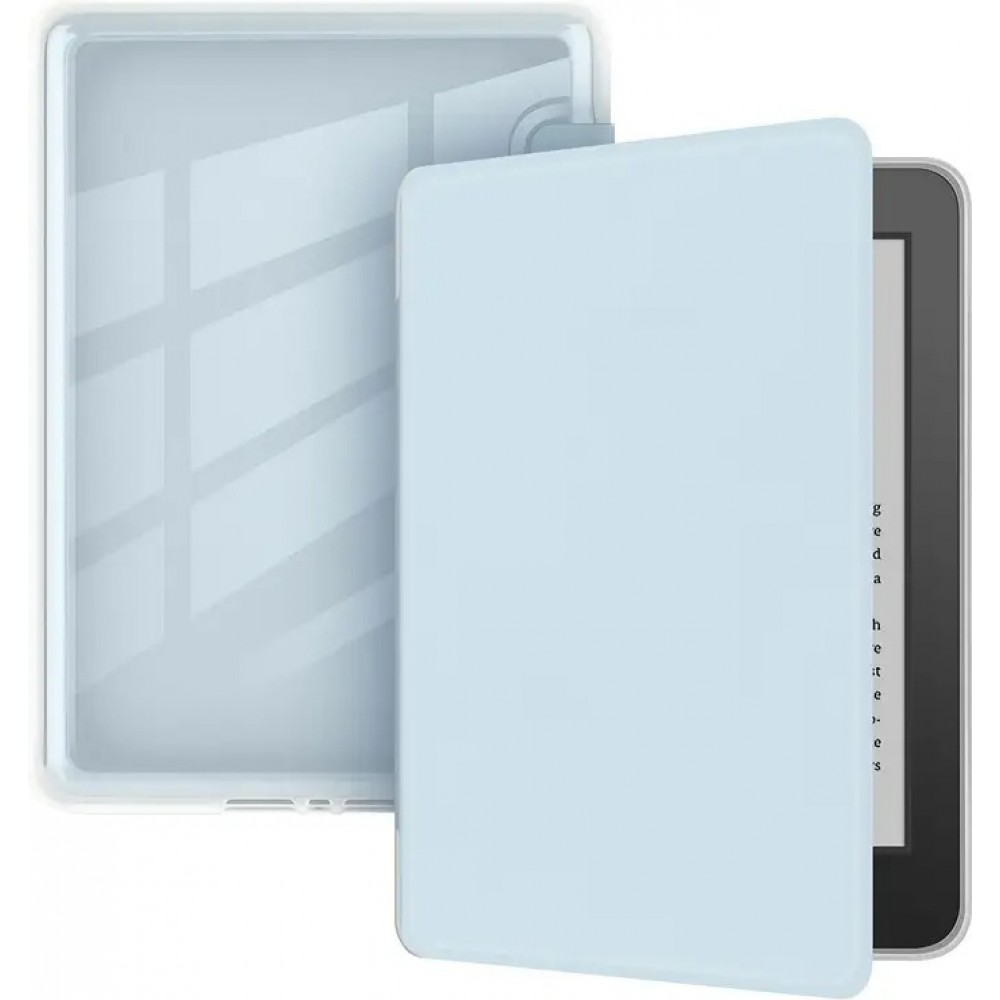 Coque Kindle Paperwhite 2024 (12e génération) - Ultra-transparent protection acrylique et TPU antichoc avec fonction veille / réveil - Bleu