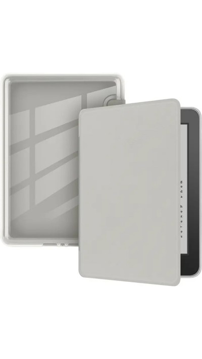 Coque Kindle Paperwhite 2024 (12e génération) - Ultra-transparent protection acrylique et TPU antichoc avec fonction veille / réveil - Gris