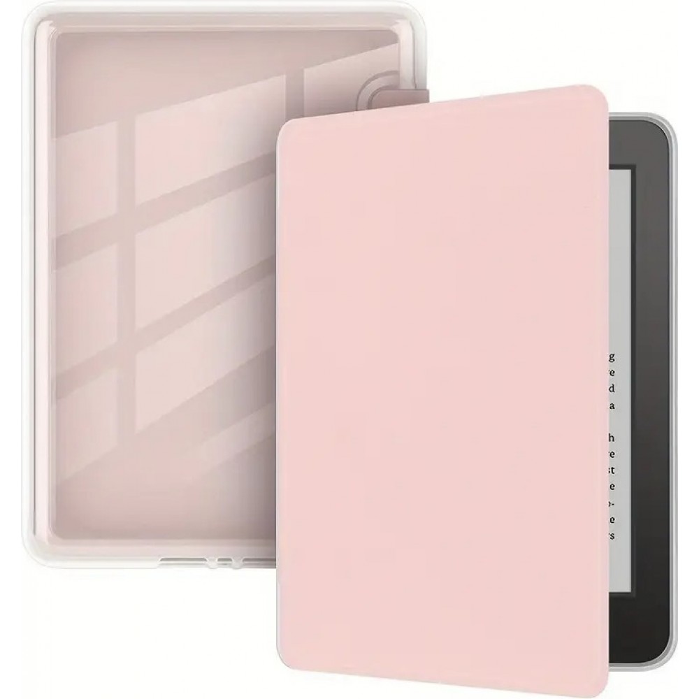 Coque Kindle Paperwhite 2024 (12e génération) - Ultra-transparent protection acrylique et TPU antichoc avec fonction veille / réveil - Rose
