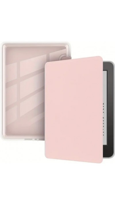Coque Kindle Paperwhite 2024 (12e génération) - Ultra-transparent protection acrylique et TPU antichoc avec fonction veille / réveil - Rose