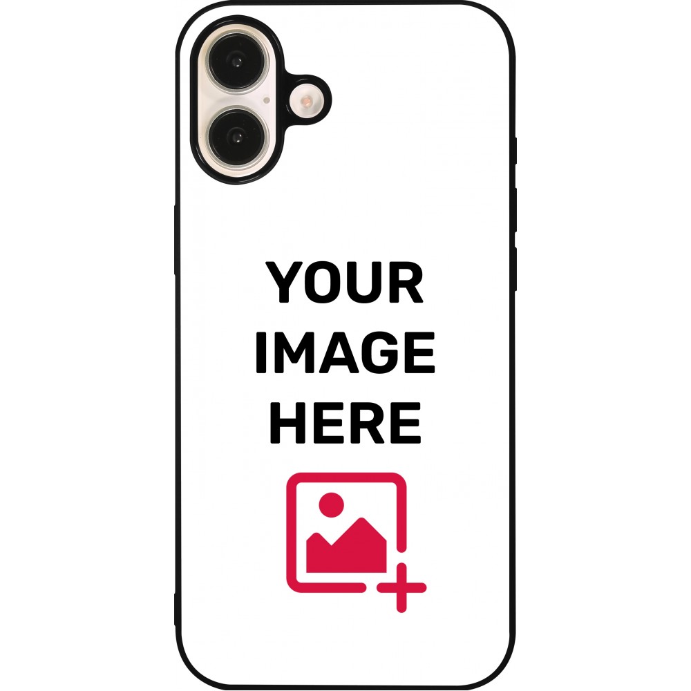 Coque personnalisée avec bords en silicone noir - iPhone 16 Plus