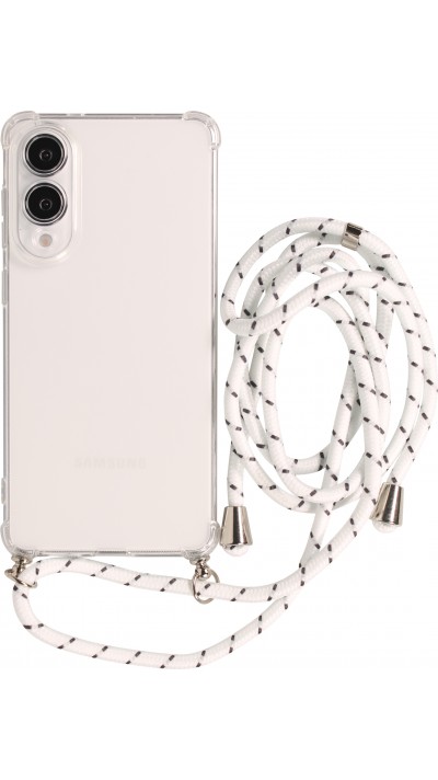 Hülle Samsung Galaxy S25 Edge - Gummi transparent mit Seil - Weiss gefleckt