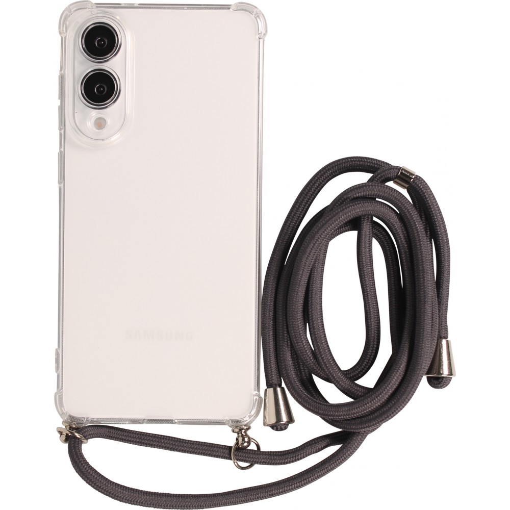 Coque Samsung Galaxy S25 Edge - Gel transparent avec lacet - Gris