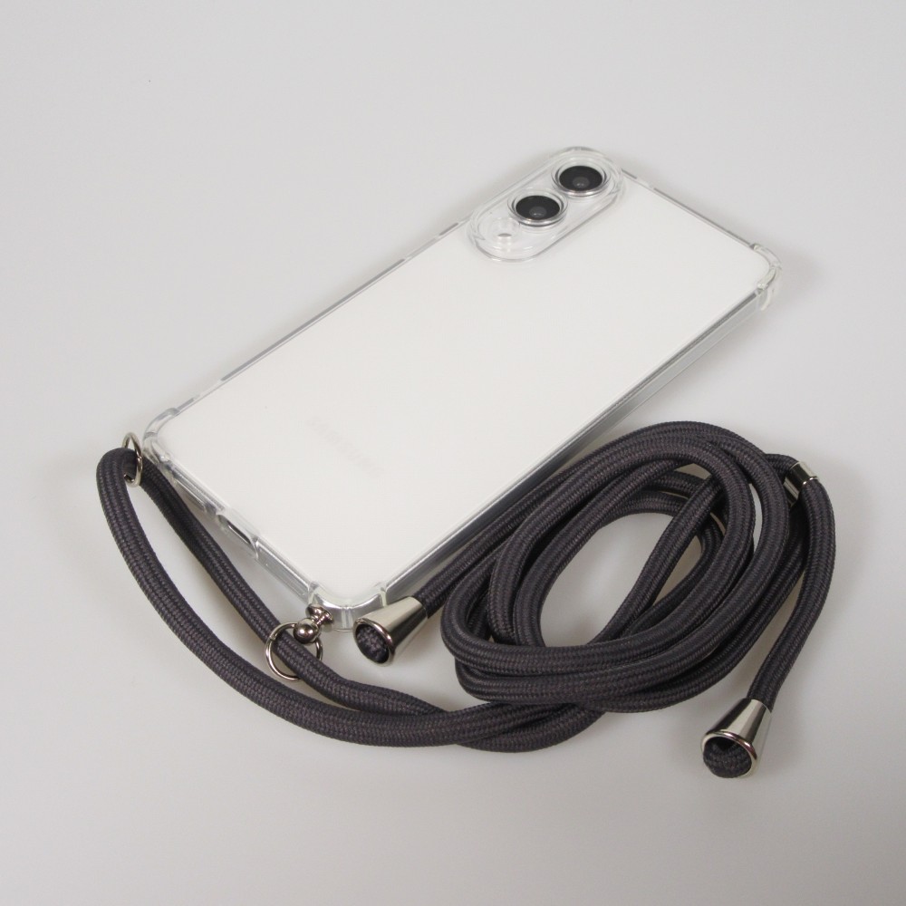 Coque Samsung Galaxy S25 Edge - Gel transparent avec lacet - Gris