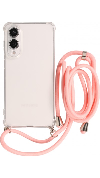 Hülle Samsung Galaxy S25 Edge - Gummi transparent mit Seil - Rosa