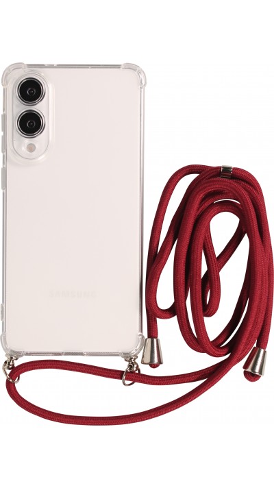 Hülle Samsung Galaxy S25 Edge - Gummi transparent mit Seil - Rot