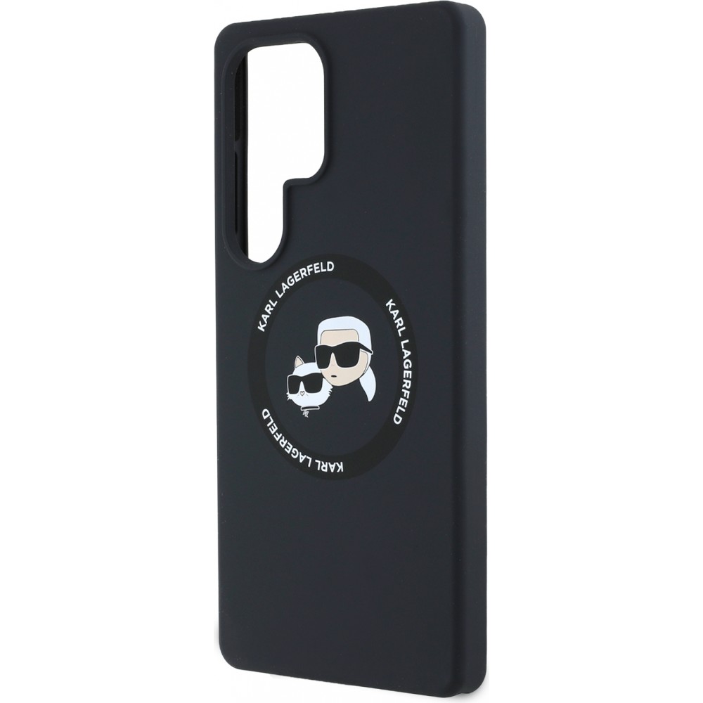 Galaxy S25 Ultra Case Hülle - Karl Lagerfeld Silikonhülle mit Karl und Choupette Design, MagSafe-kompatibel - Schwarz