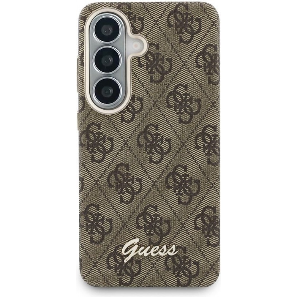 Coque Samsung Galaxy S26 - Guess 4G Script MagSafe Magnetic protection élégante - Brun