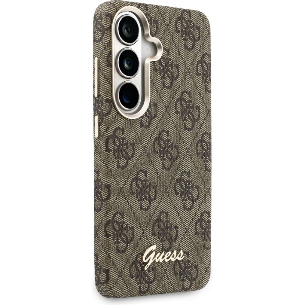 Coque Samsung Galaxy S26 - Guess 4G Script MagSafe Magnetic protection élégante - Brun