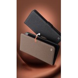 Coque Samsung Galaxy S26 Ultra - Flip Qialino Full grain Wallet cuir véritable mat avec fermeture magnétique - Brun