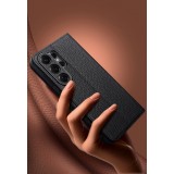 Coque Samsung Galaxy S26 Ultra - Flip Qialino Full grain Wallet cuir véritable mat avec fermeture magnétique - Brun