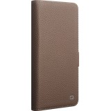 Coque Samsung Galaxy S26 Ultra - Flip Qialino Full grain Wallet cuir véritable mat avec fermeture magnétique - Brun