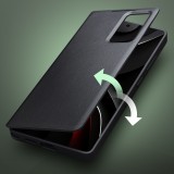 Coque Samsung Galaxy S26 Ultra - Flip Qialino Ultra smart cuir v&eacute;ritable - Cyan