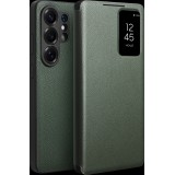 Coque Samsung Galaxy S26 Ultra - Flip Qialino Ultra smart cuir v&eacute;ritable - Cyan