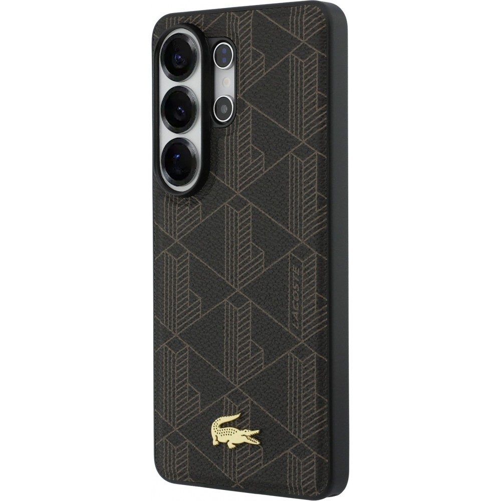 Coque Samsung Galaxy S26 Ultra - Lacoste PVC Blend Monogramme magn&eacute;tique &eacute;l&eacute;gante et durable - Brun