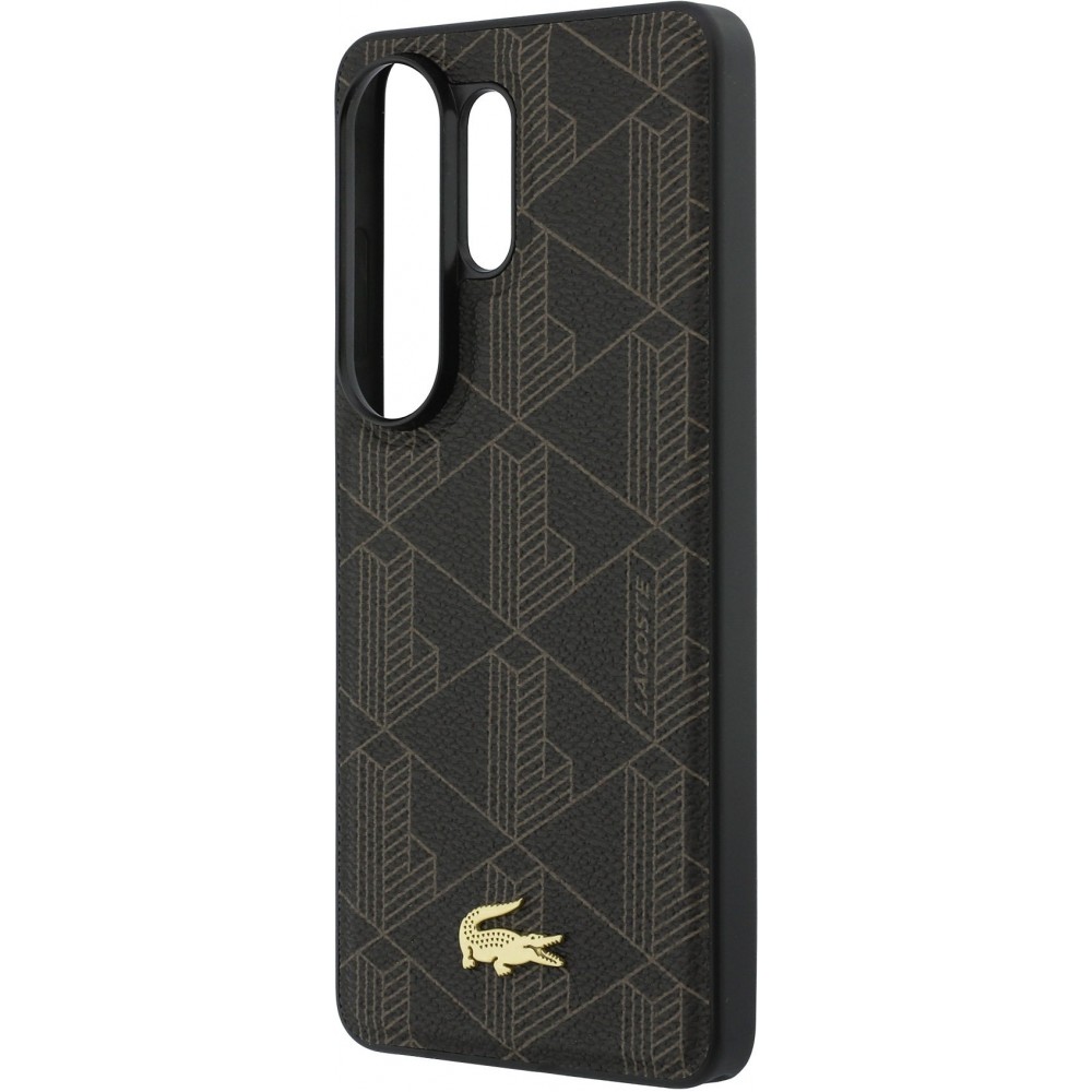 Coque Samsung Galaxy S26 Ultra - Lacoste PVC Blend Monogramme magn&eacute;tique &eacute;l&eacute;gante et durable - Brun