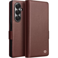 Galaxy Z Fold7 Case Hülle - Flip Qialino Full Grain Wallet Echtleder matt mit Magnetverschluss - Dunkelbraun