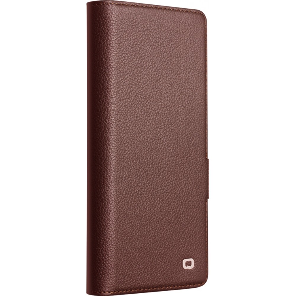 Galaxy Z Fold7 Case Hülle - Flip Qialino Full Grain Wallet Echtleder matt mit Magnetverschluss - Dunkelbraun