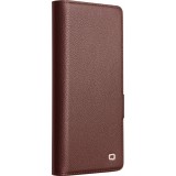 Galaxy Z Fold7 Case Hülle - Flip Qialino Full Grain Wallet Echtleder matt mit Magnetverschluss - Dunkelbraun