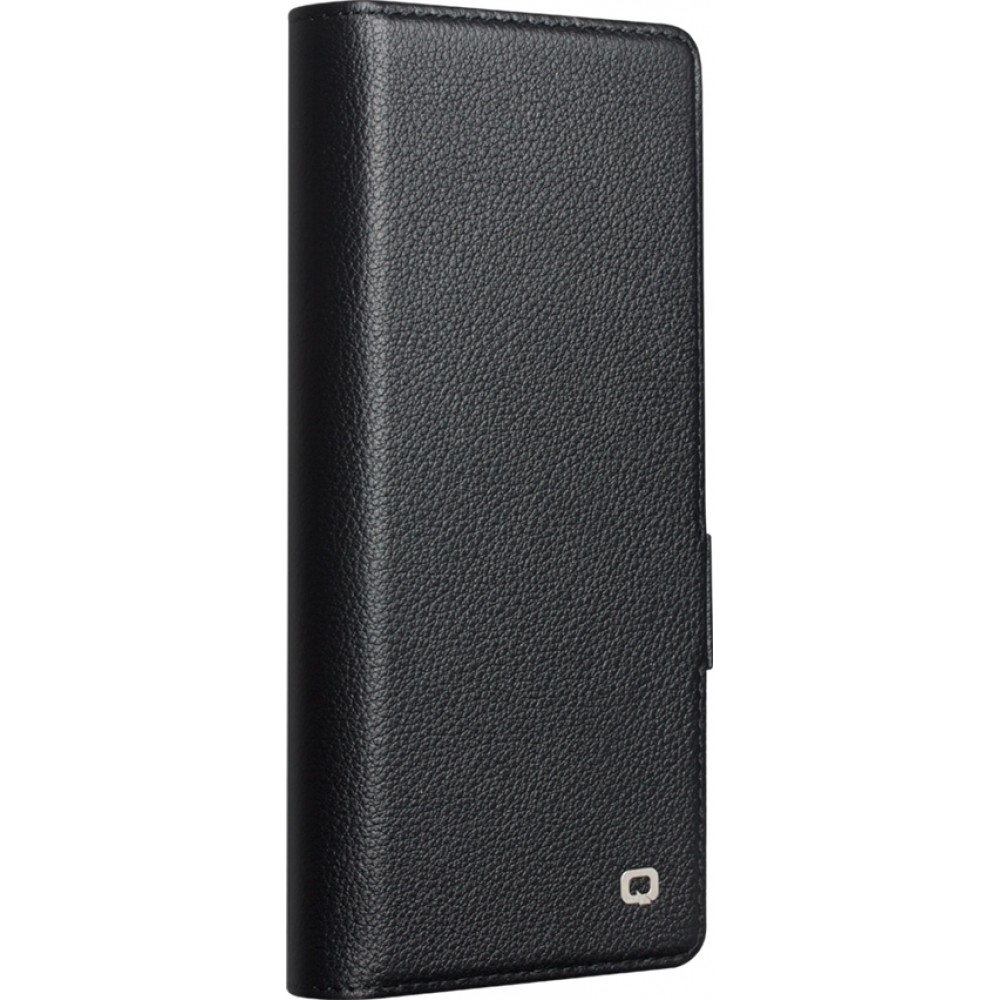 Coque Samsung Galaxy Z Fold7 - Flip Qialino Full grain Wallet cuir véritable mat avec fermeture magnétique - Noir