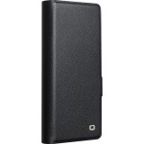 Coque Samsung Galaxy Z Fold7 - Flip Qialino Full grain Wallet cuir véritable mat avec fermeture magnétique - Noir