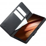 Coque Samsung Galaxy Z Fold7 - Flip Qialino Full grain Wallet cuir véritable mat avec fermeture magnétique - Noir